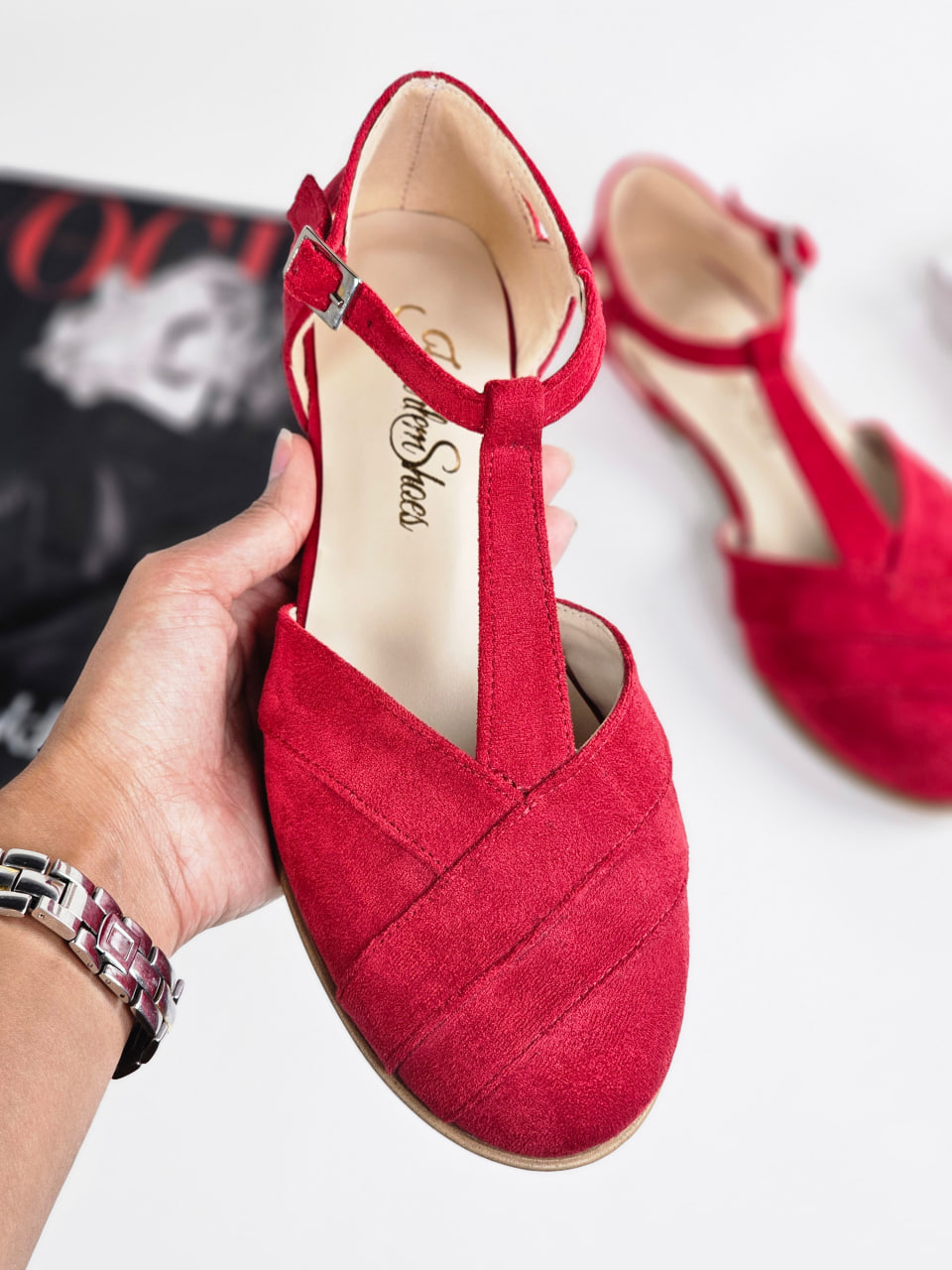 Sugar Vegan Red Textile 4 cm heel