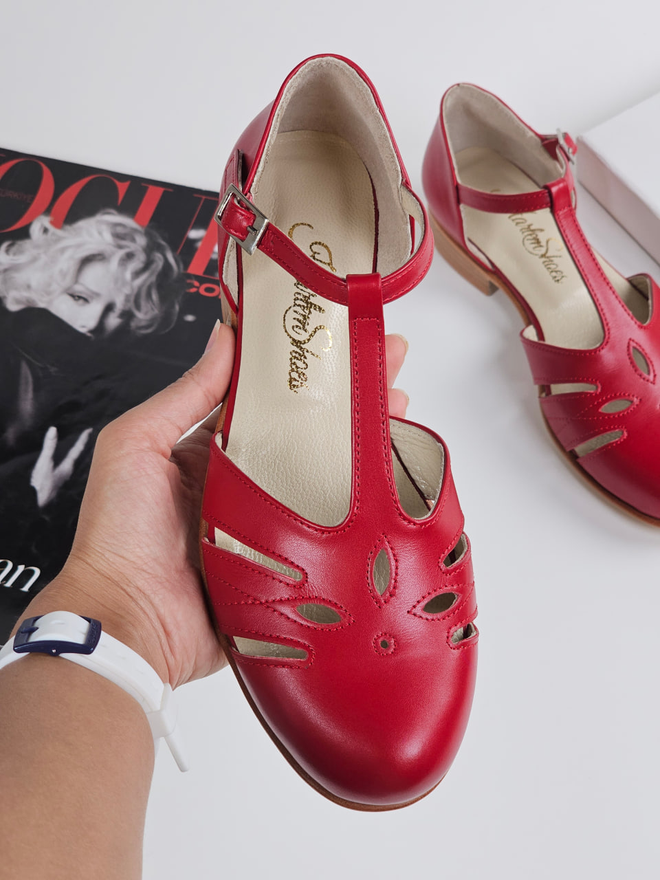 Rosy Red Leather 2 cm heel