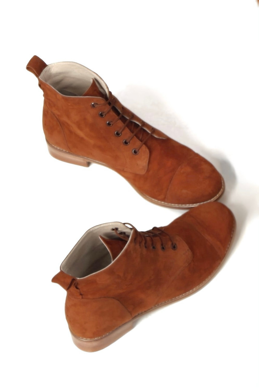 Derby Boots Caramel Suede 2 cm heel