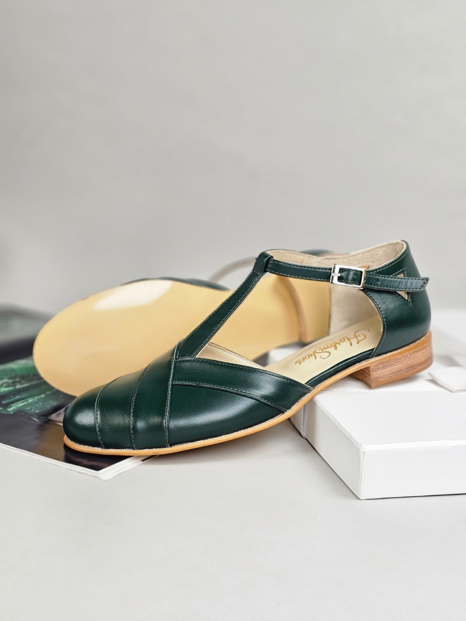 Sugar Jungle Green Leather 2 cm heel