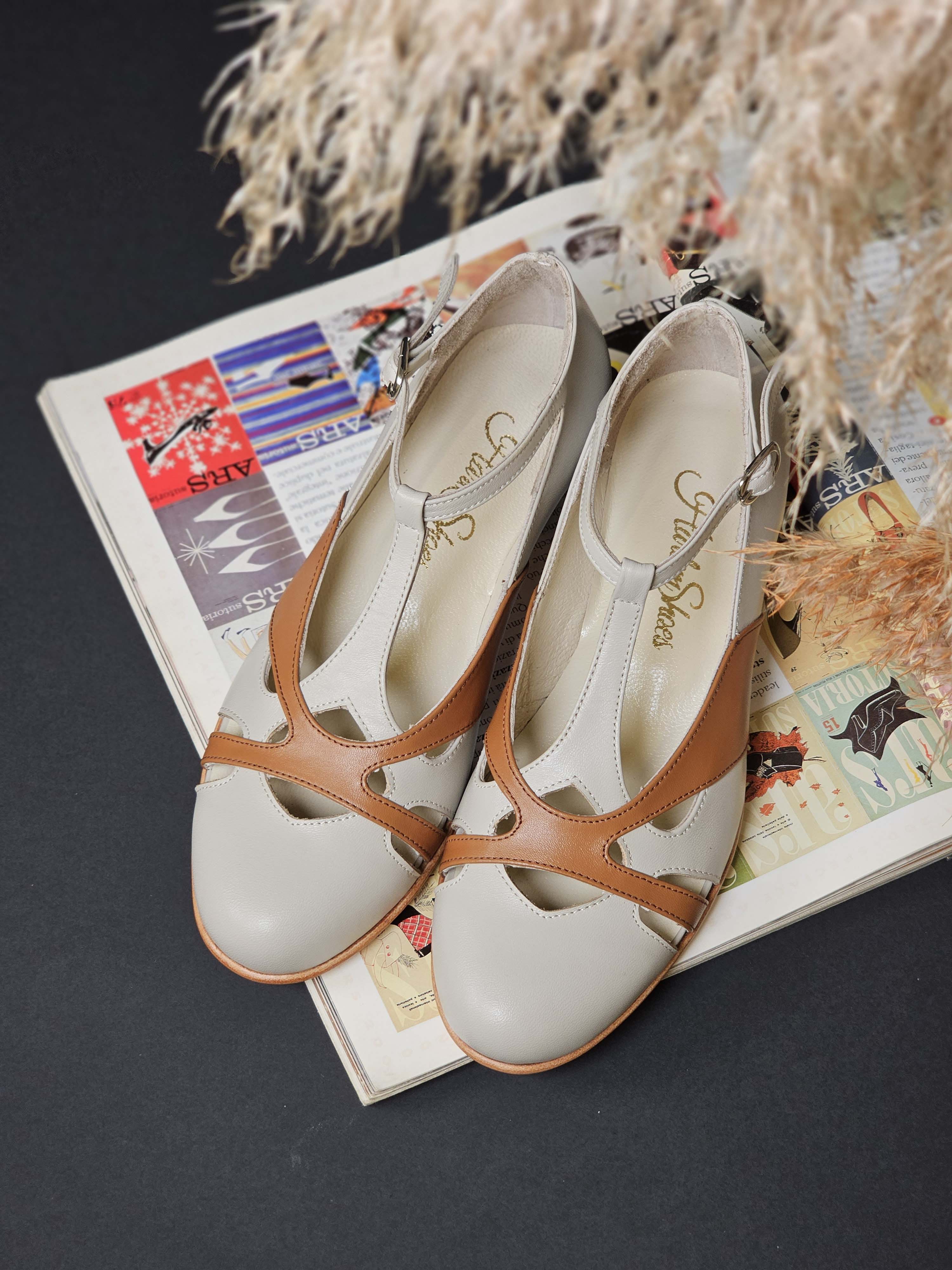 Spring Beige & Light Brown Leather 4 cm heel