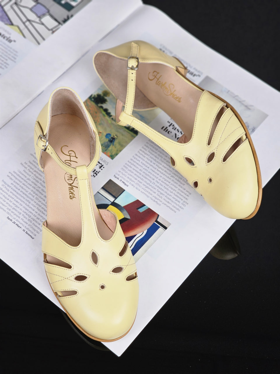 Rosy Lemon Yellow Leather 3 cm heel