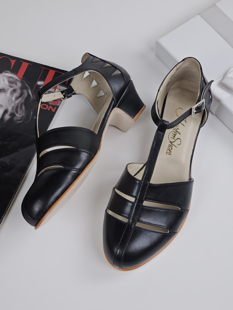 Harmony Black Leather 4 cm  heel