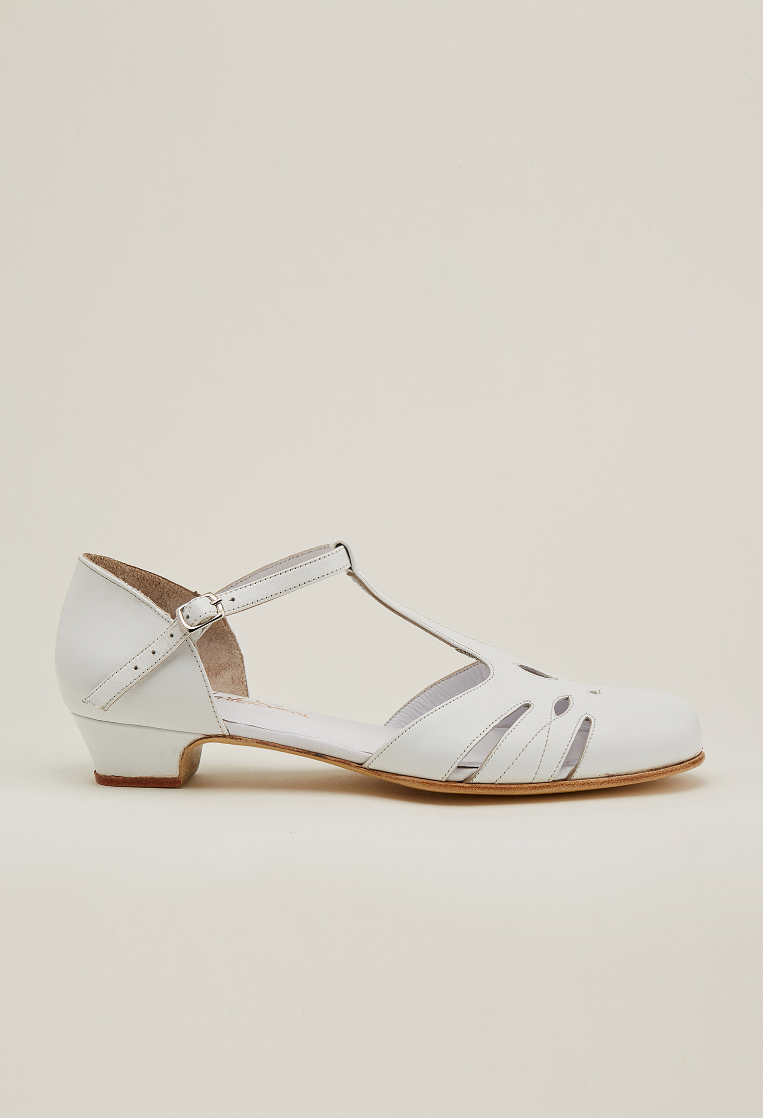 Rosy White Leather 3 cm heel