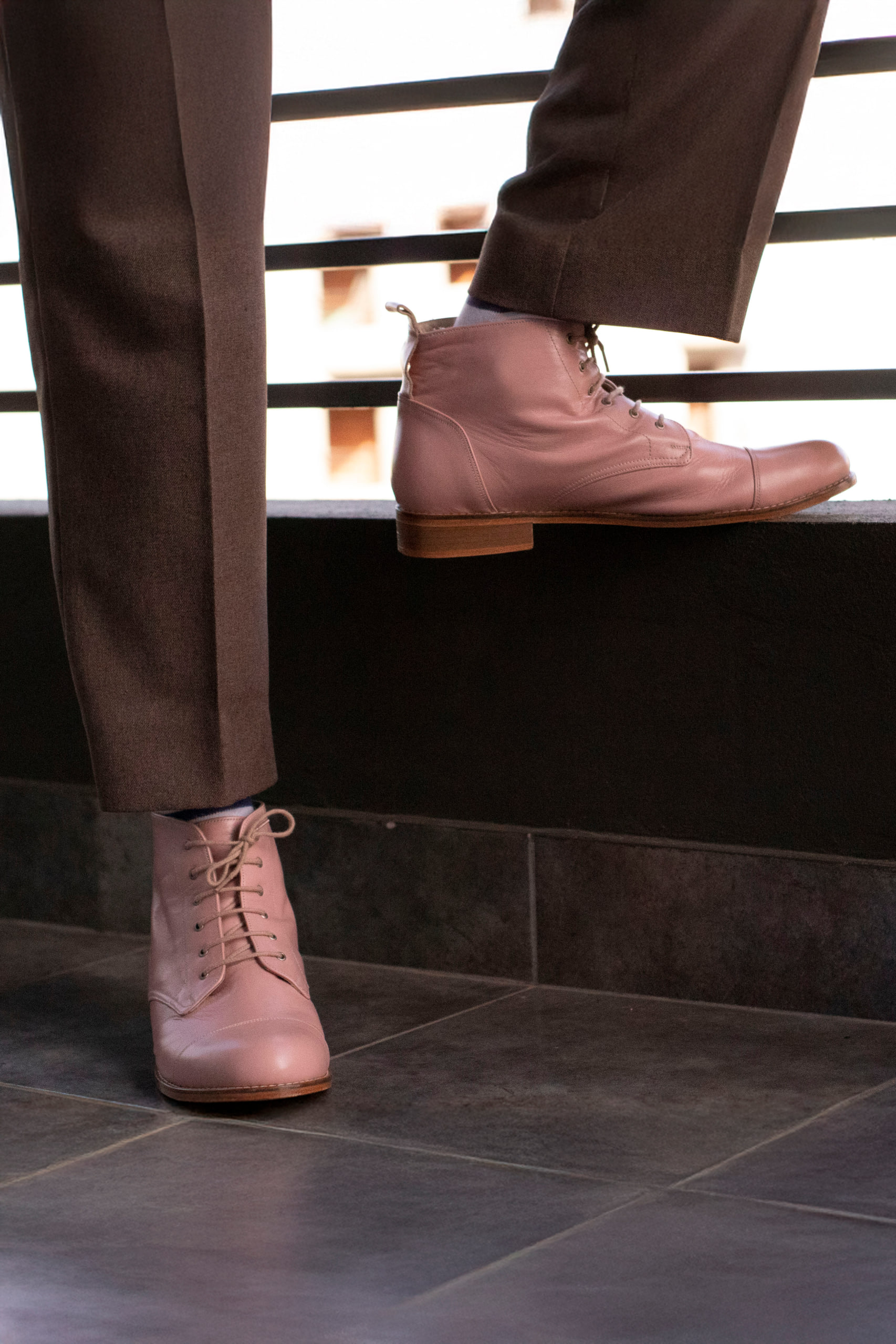 Derby Boot Pink Leather 2 cm heel