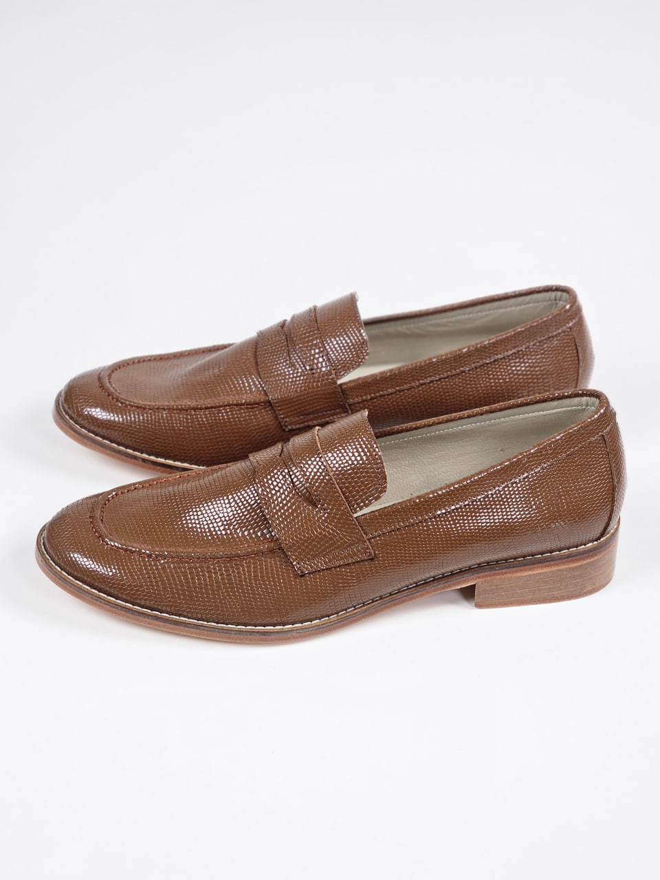 Loafers Brown Snake Leather 2 cm heel