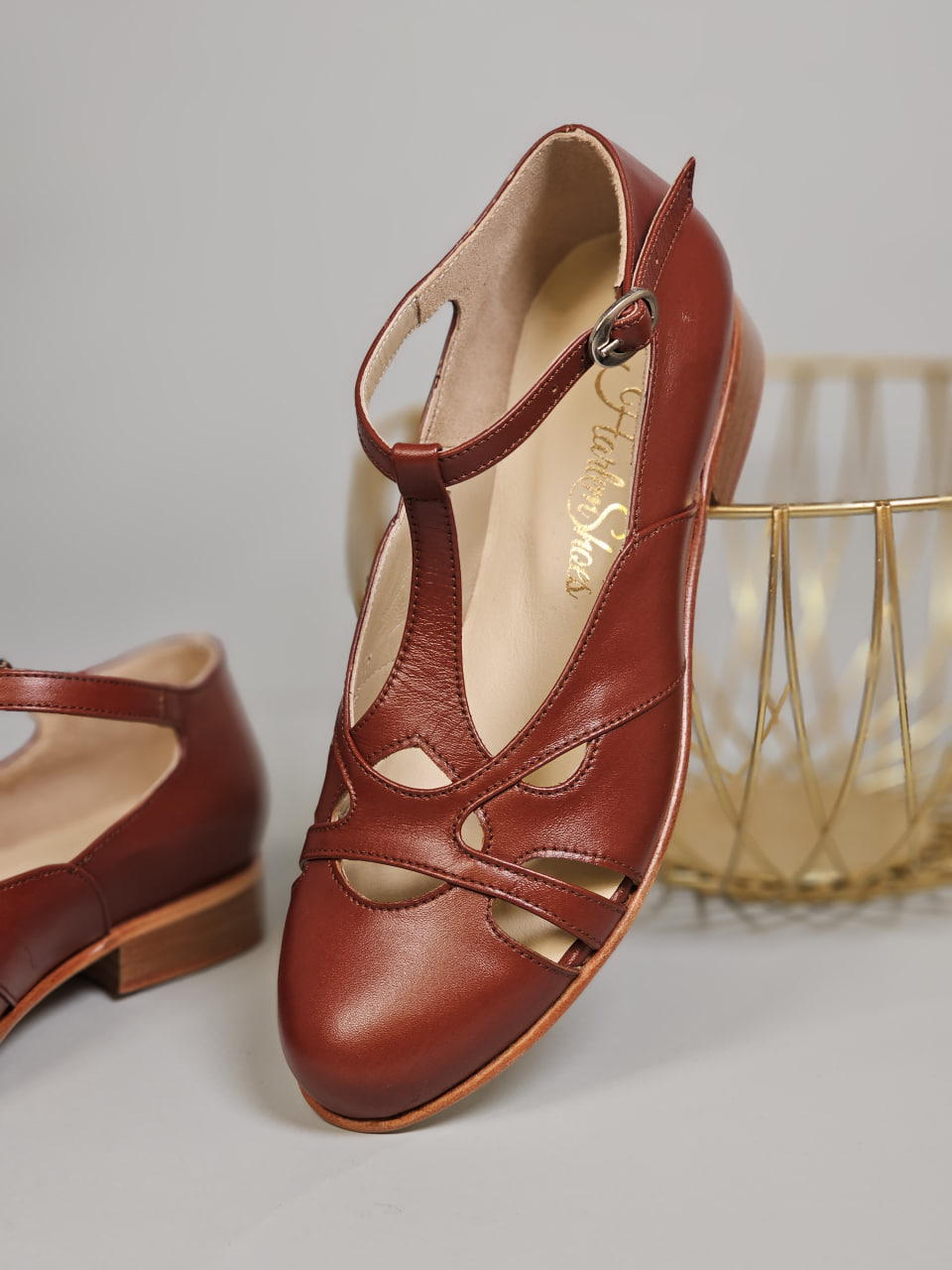 Spring Brown Leather 2 cm heel