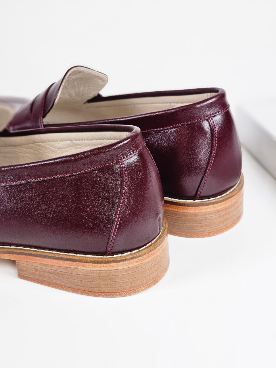 Barefoot Loafers Bordeaux Leather 2 cm heel
