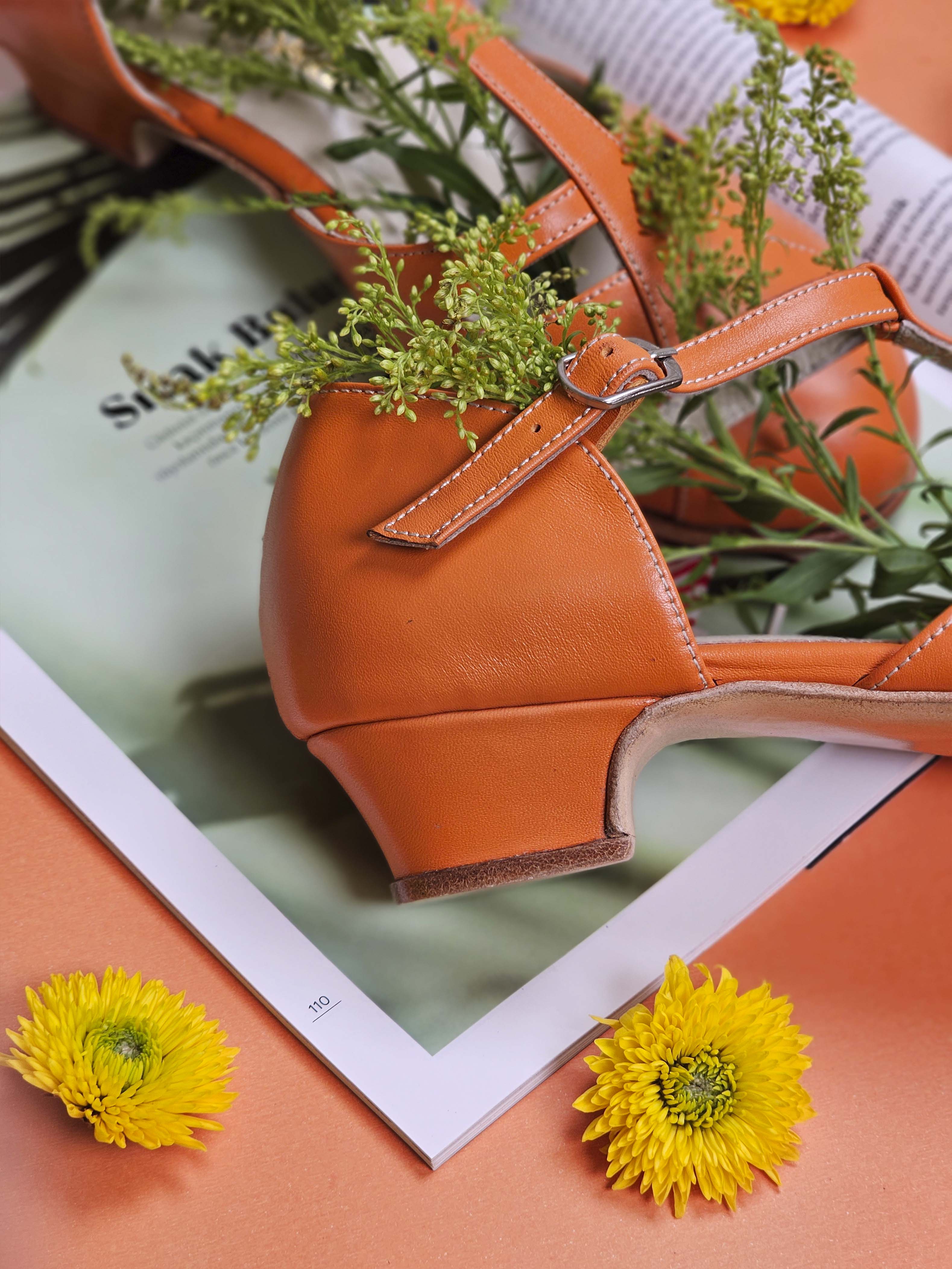 Isabel Orange Leather 3 cm heel