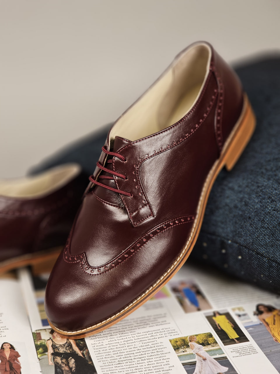 Men Oxfords Bordeaux Leather 2 cm heel
