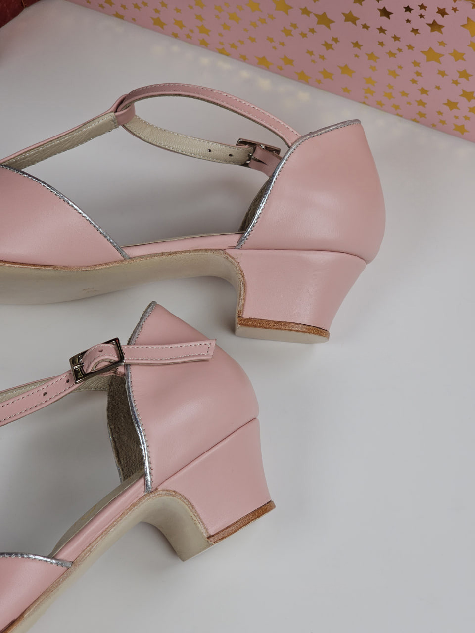 Muse Pink Leather With Silver Lines 4 cm heel