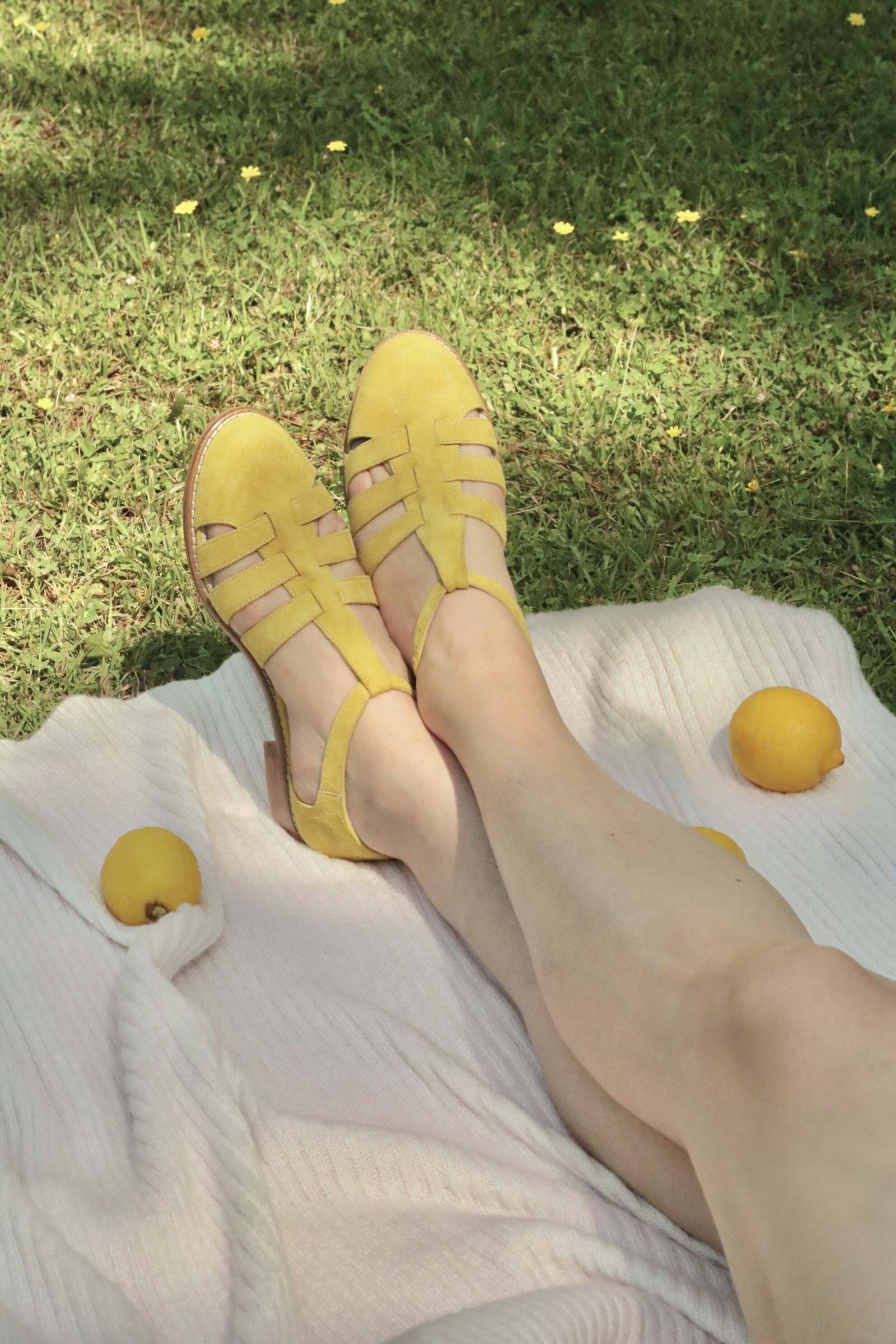 Sandals Yellow Suede 2 cm heel