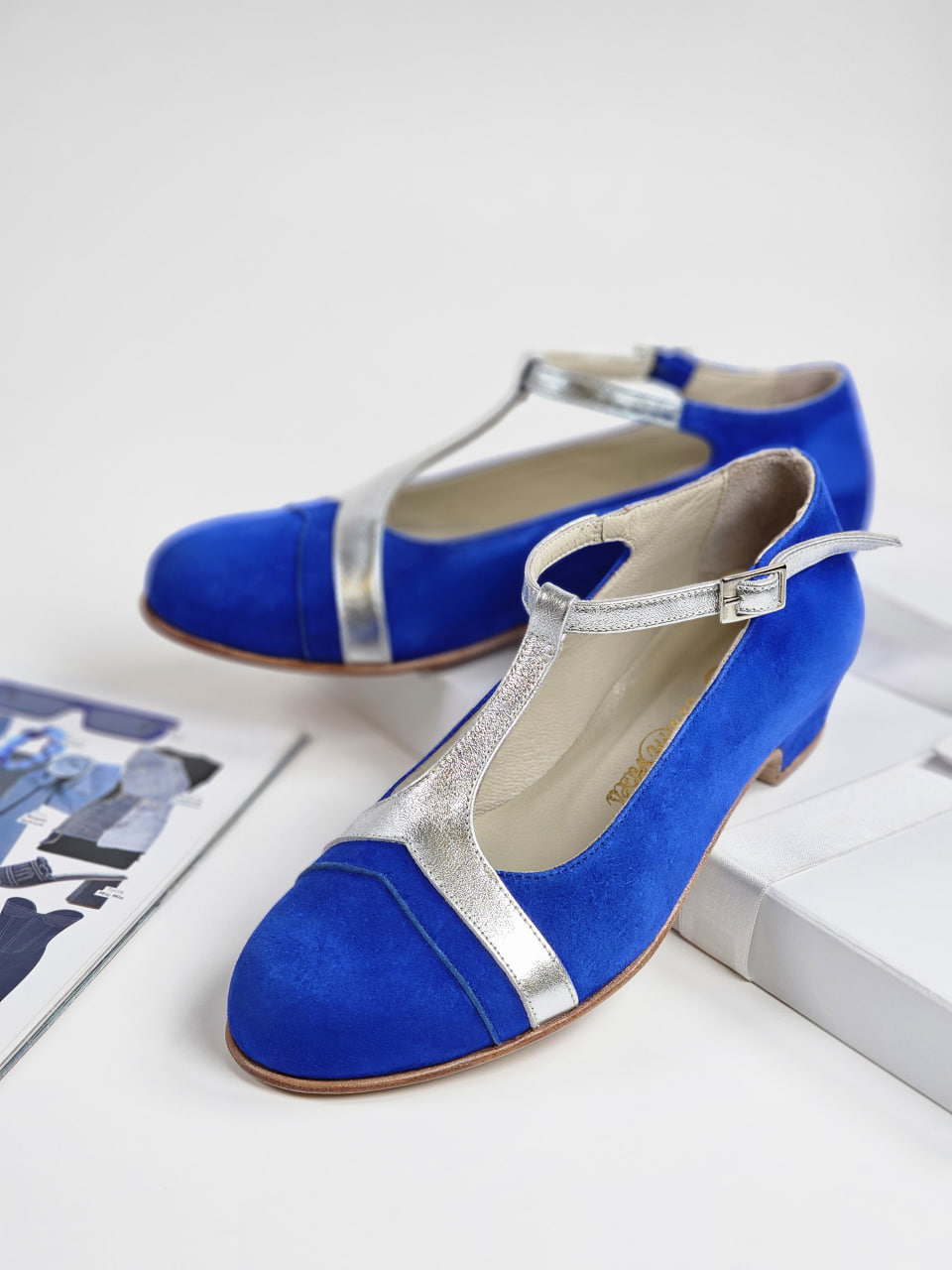 Barbie Blue suede & silver leather 3 cm heel