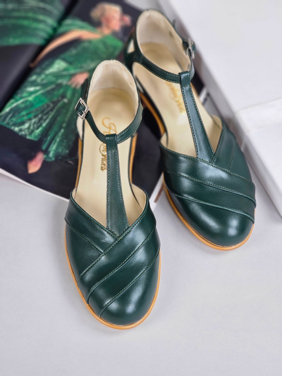 Sugar Jungle Green Leather 2 cm heel