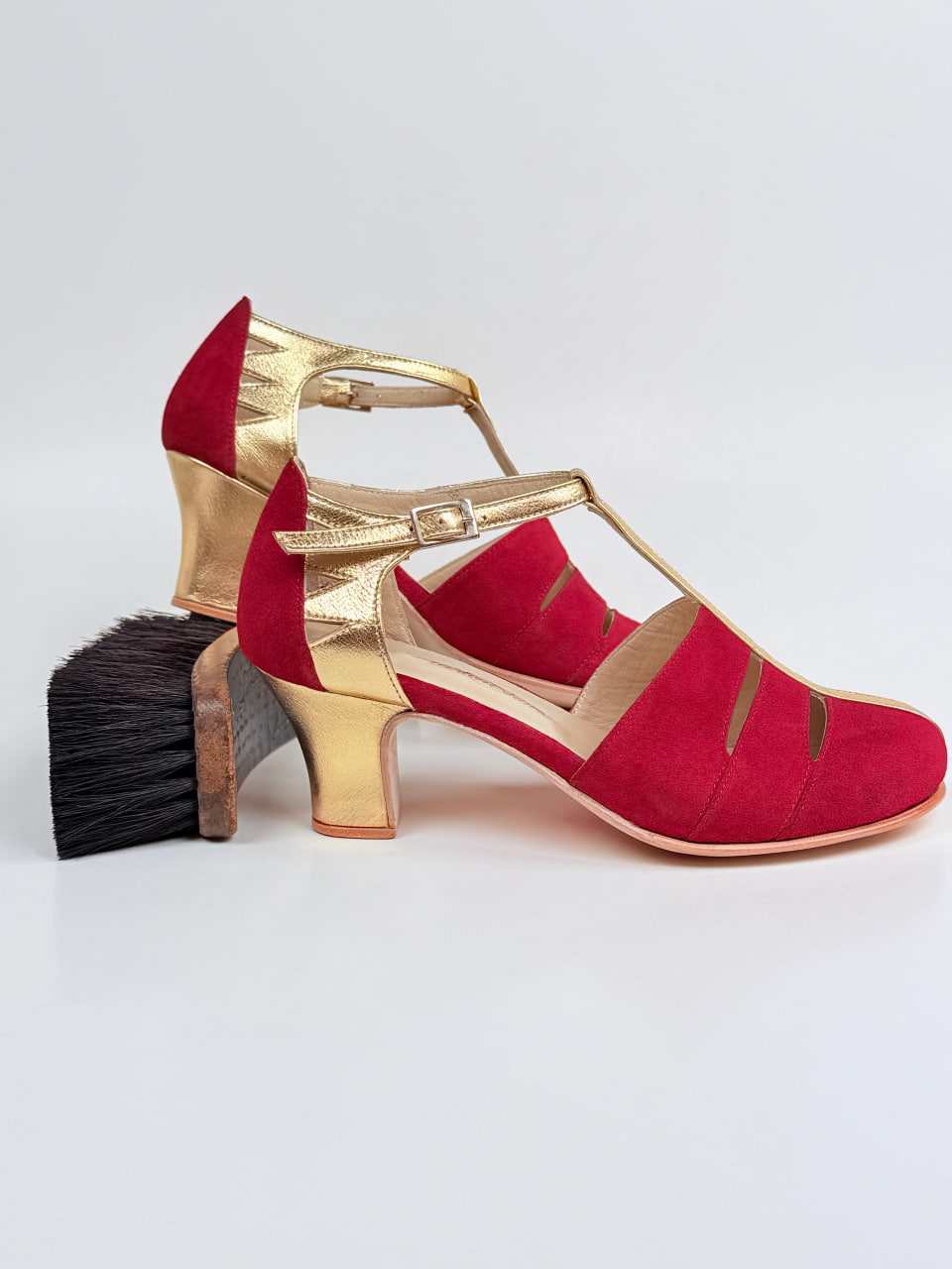 Harmony Red Suede & Platinum Gold Leather 6 cm heel