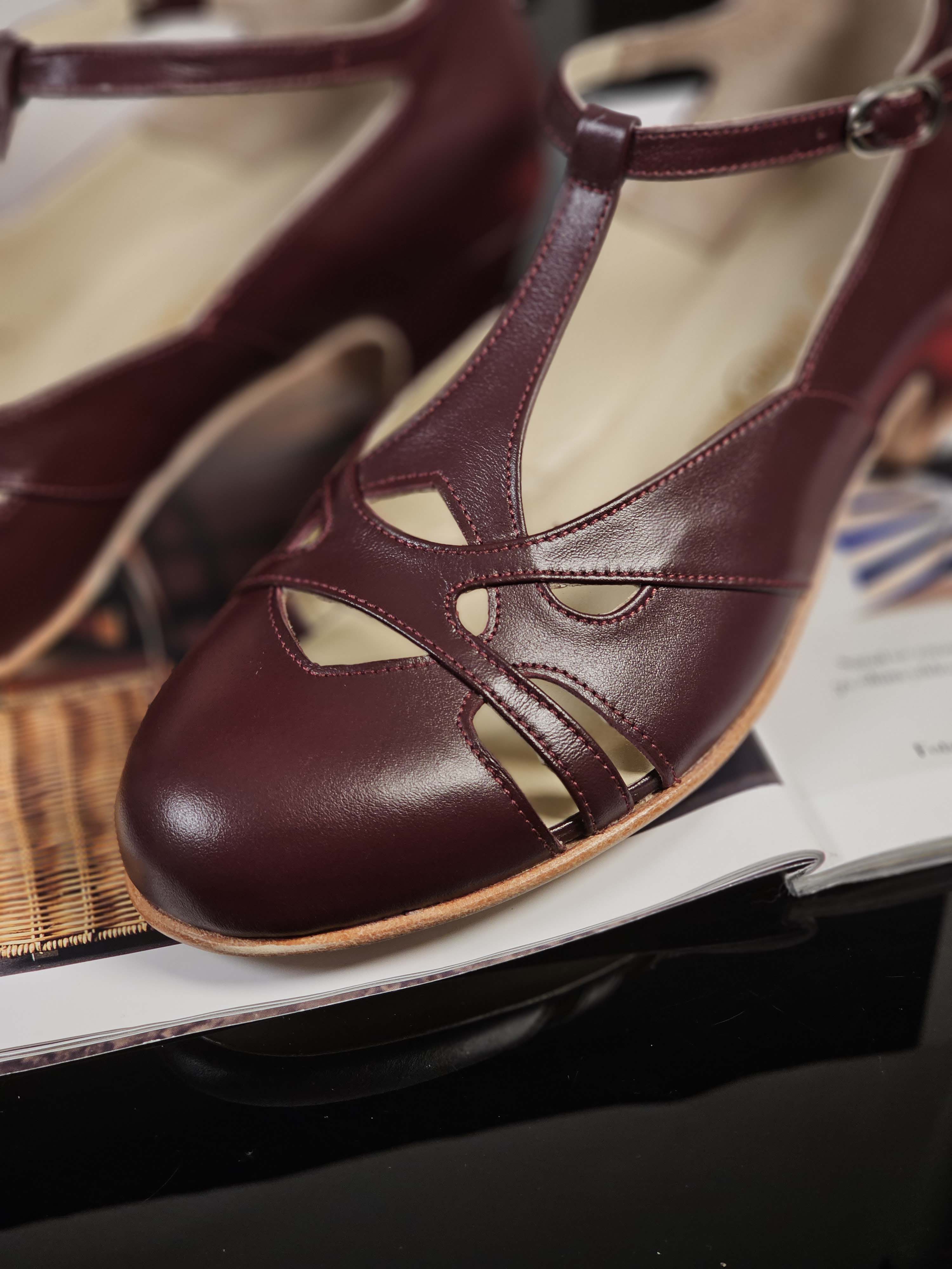 Spring Bordeaux Leather 4 cm heel