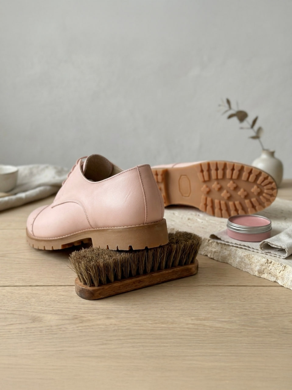California Pink Leather Street Rubber Sole