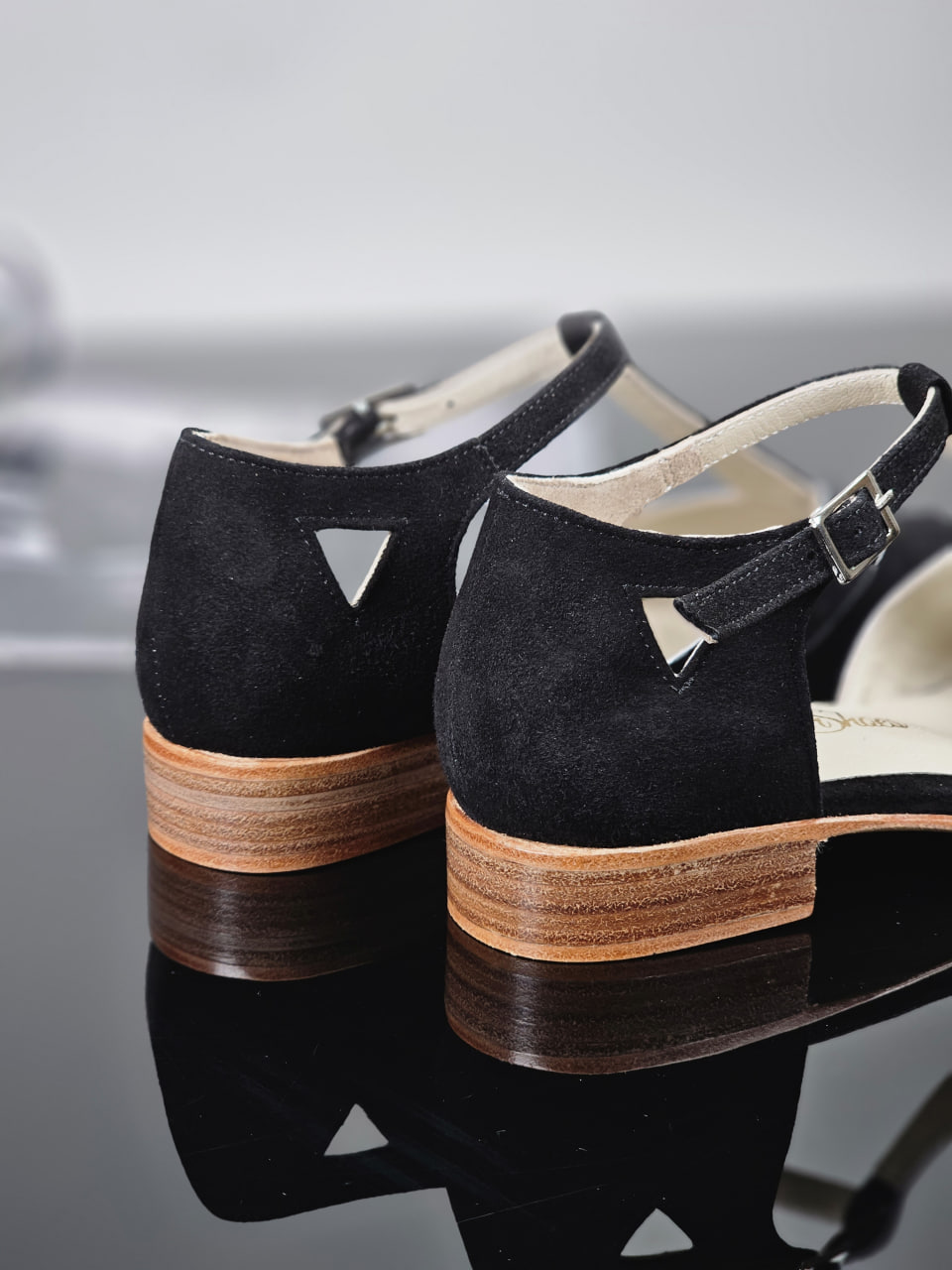 Sugar Sugar Black Suede with Silver Lines 2 cm heel