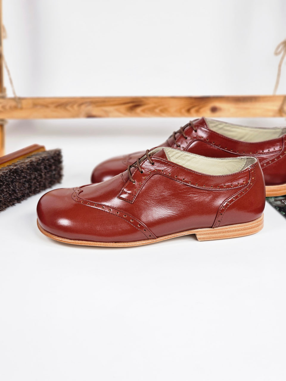 Barefoot Oxfords Brown Leather 1 cm heel
