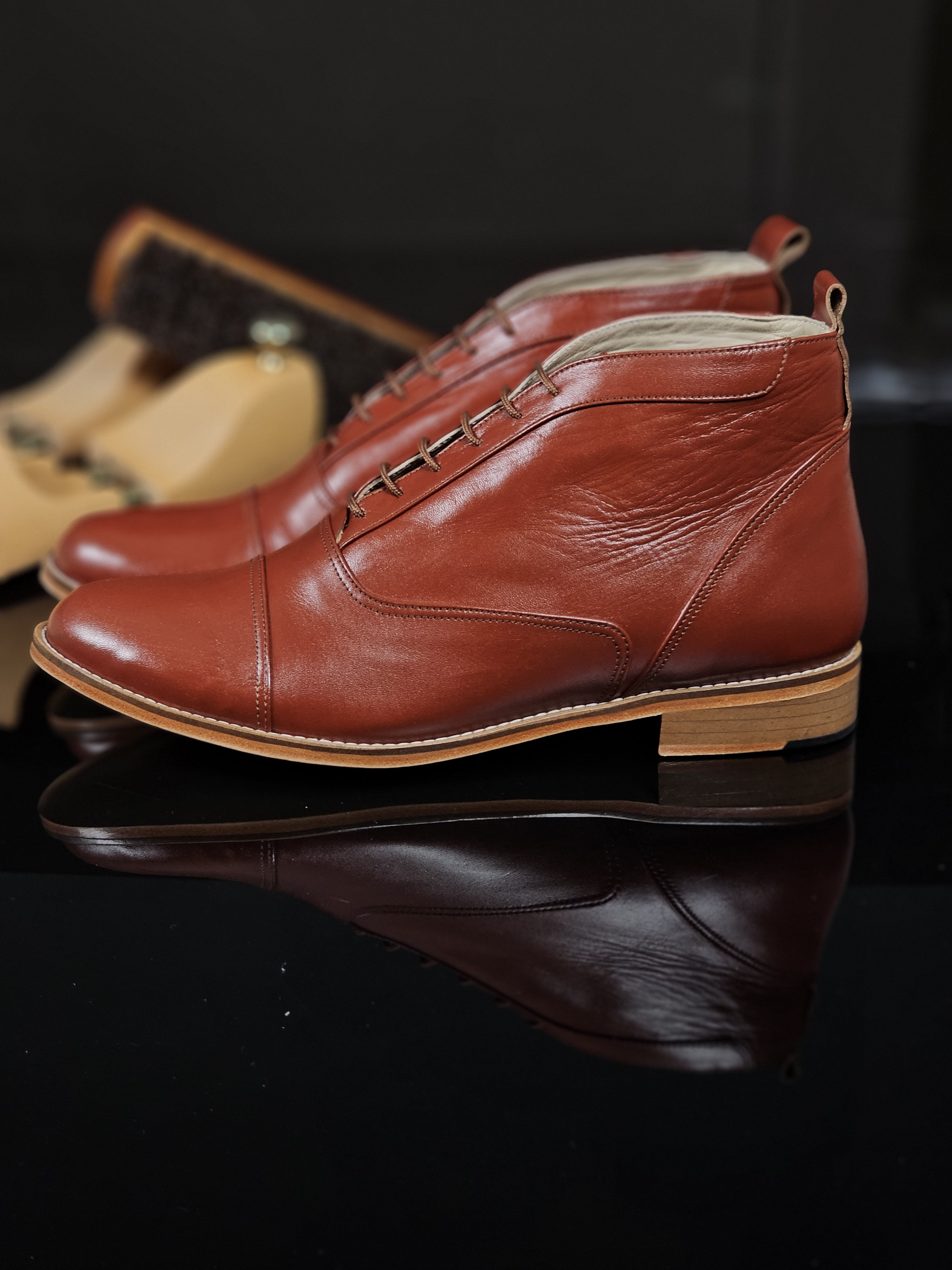 Smooth Boots Brown Leather 2 cm heel