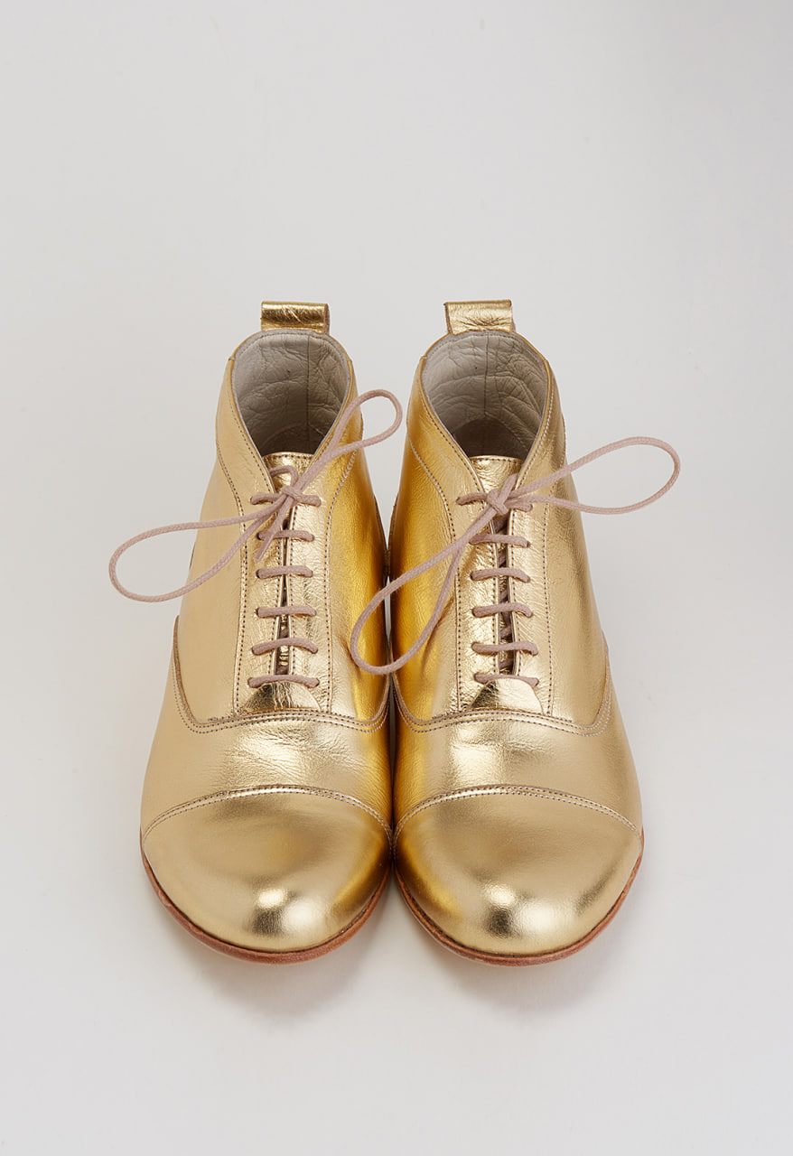 Smooth Boots Gold Leather 2 cm heel