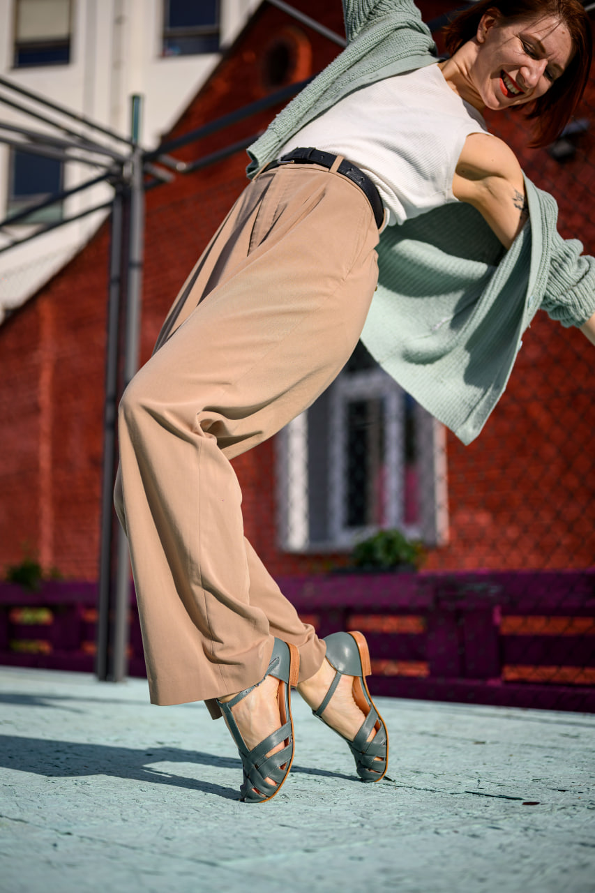 Summer Teal Green Leather 1.5 cm heel