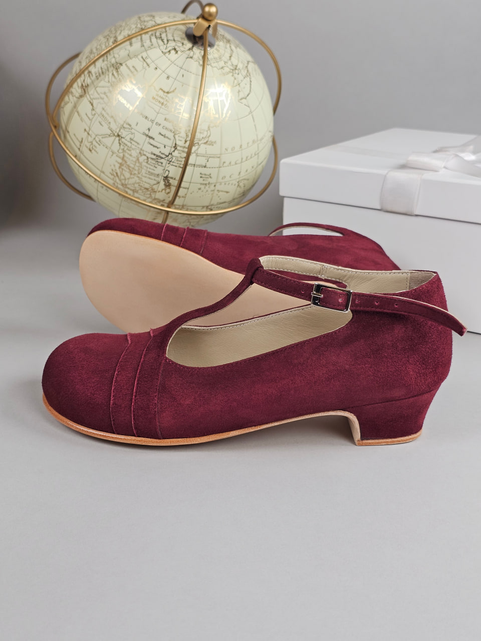 Barefoot Barbie Bordeaux Suede 4 cm heel