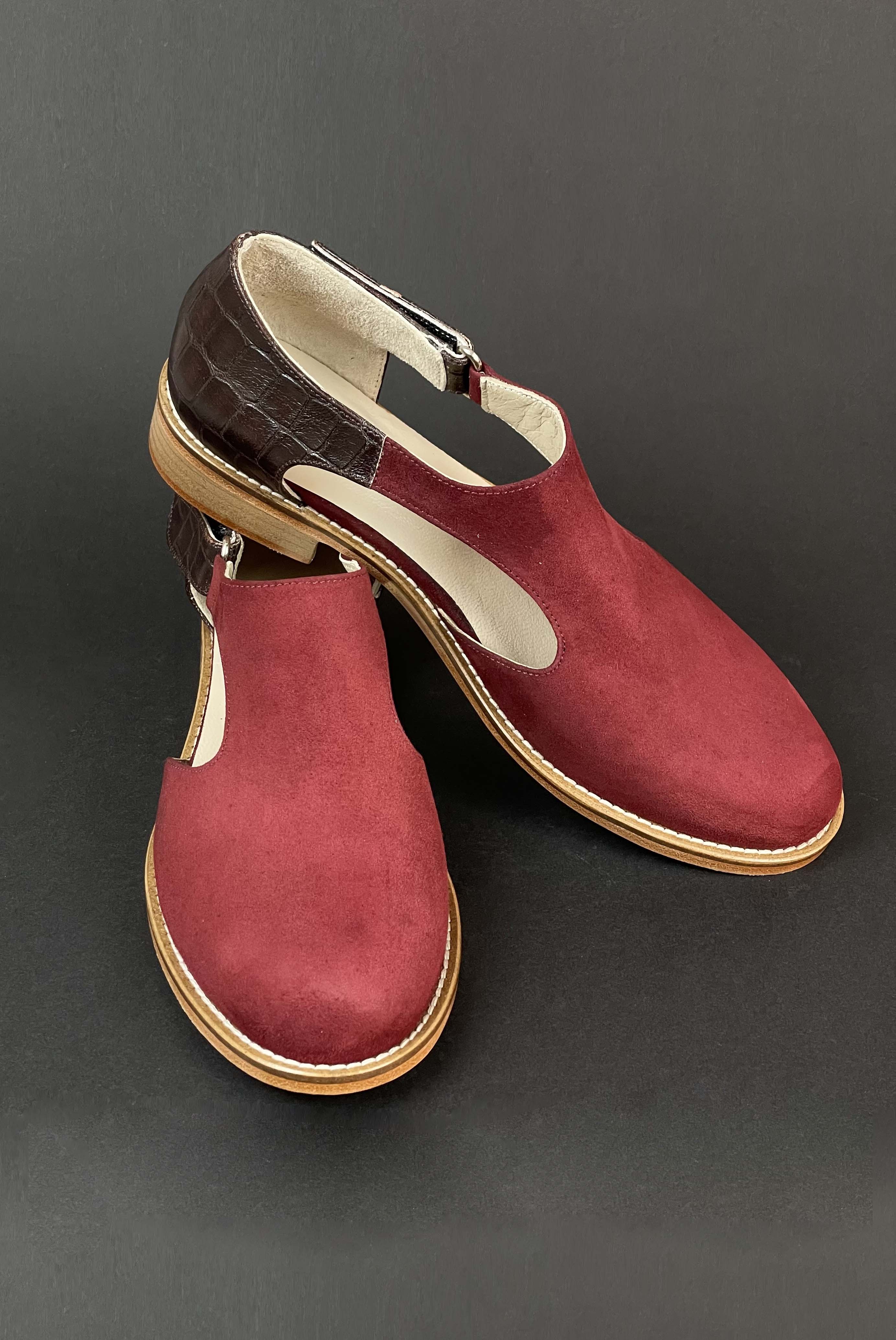 Milan Bordeaux Suede & Piton Leather 2 cm heel