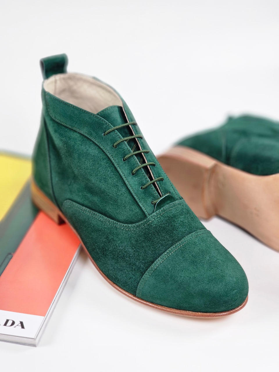 Smooth Boots Emerald Suede 2 cm heel
