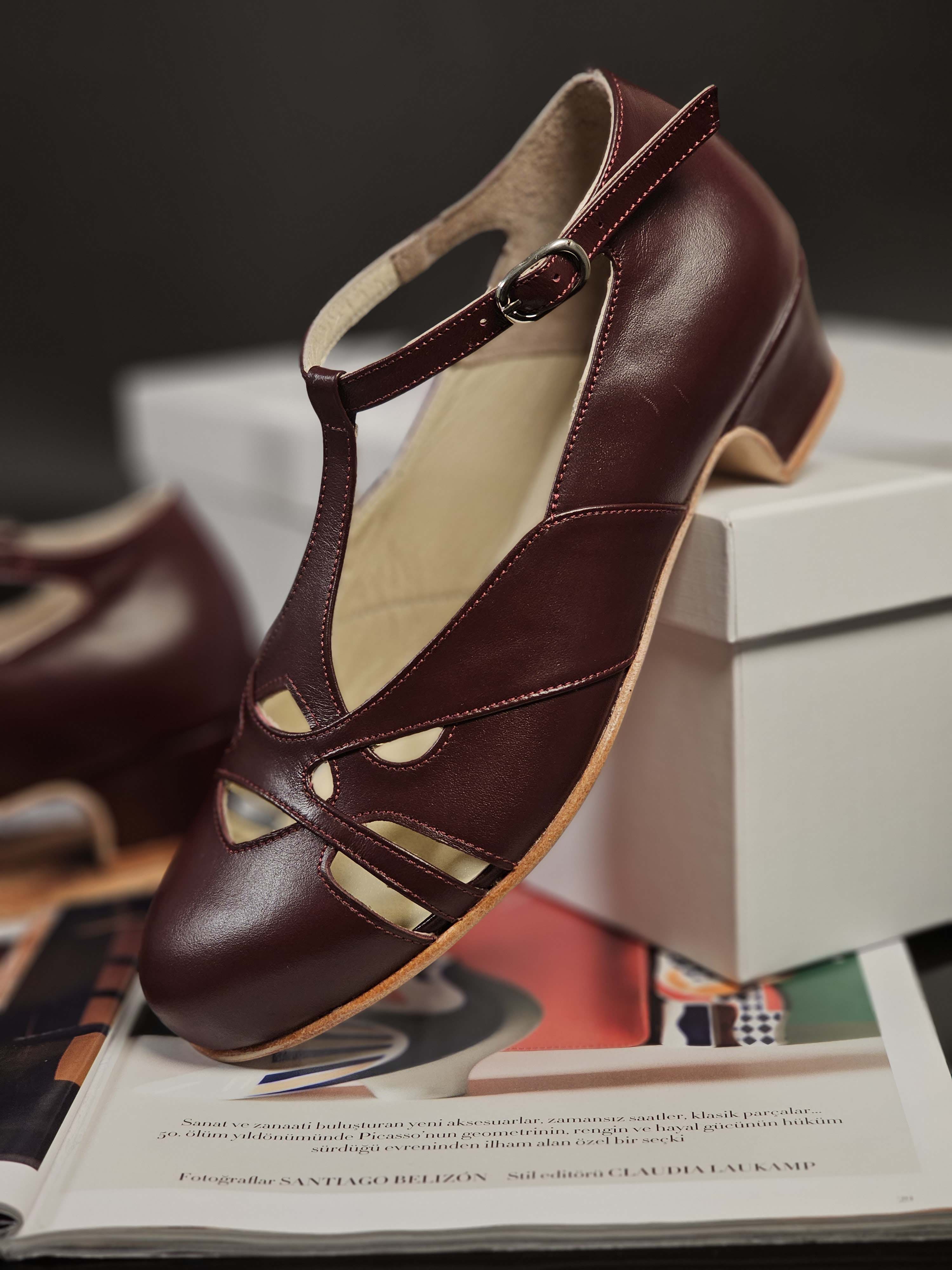 Spring Bordeaux Leather 4 cm heel