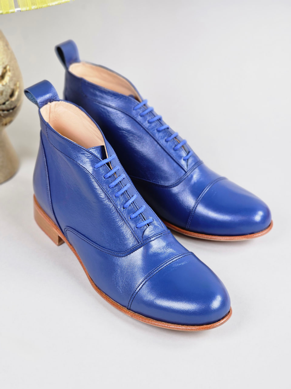 Smooth Boots Blue Leather 2 cm heel