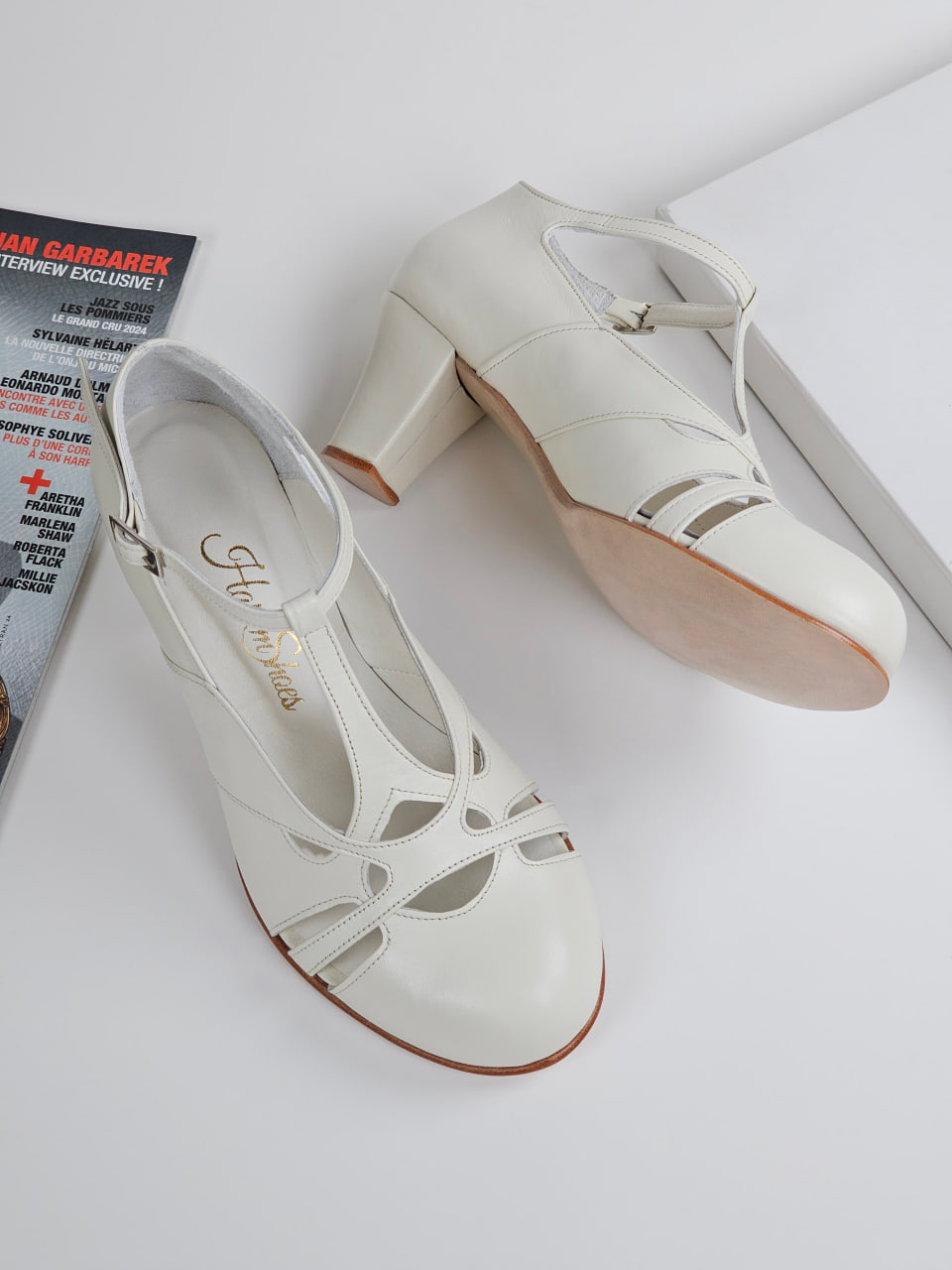 Spring Broken White Leather 6 cm balboa heel