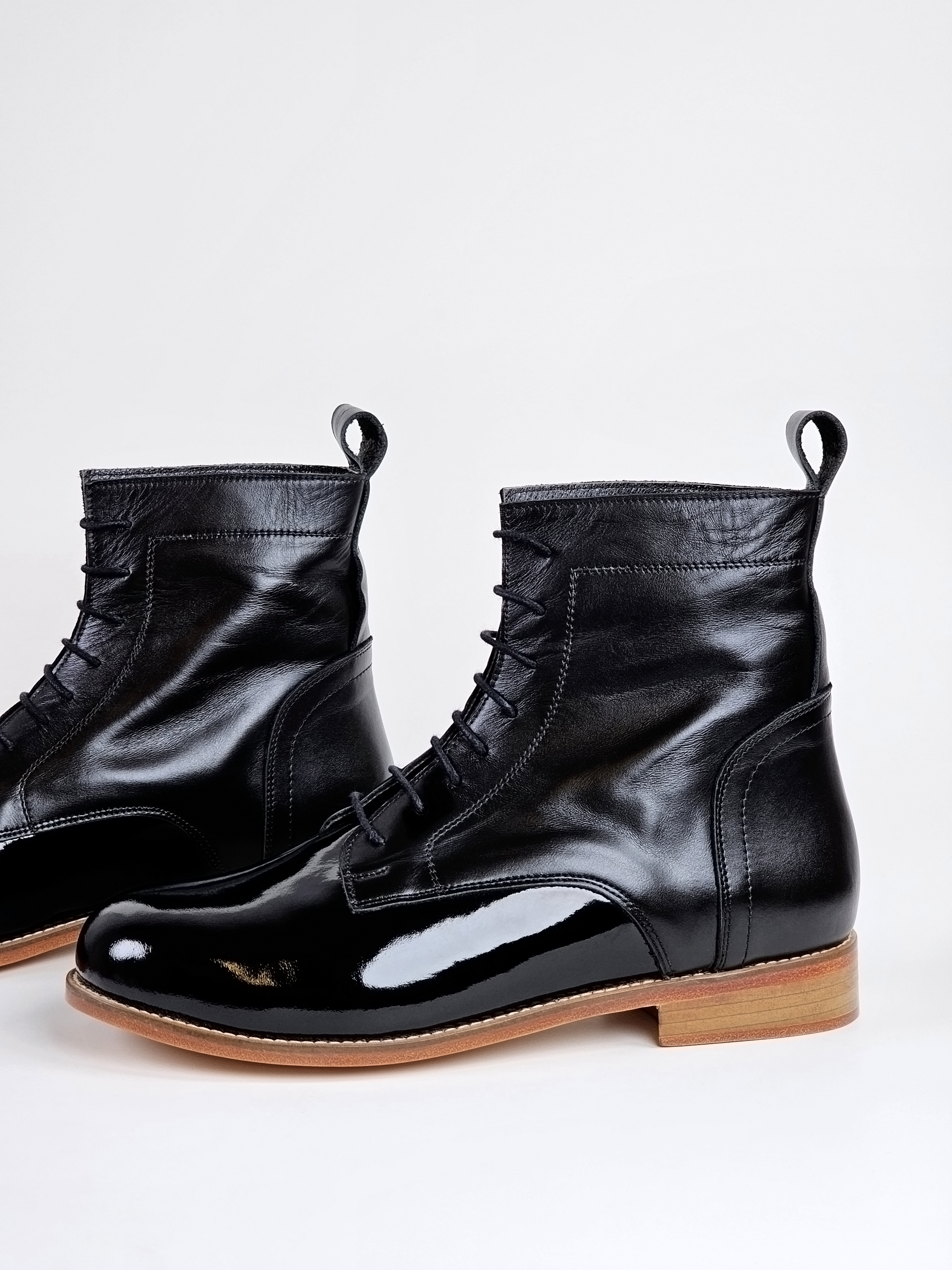 Harlem Boots Mix of Black patent & black leather