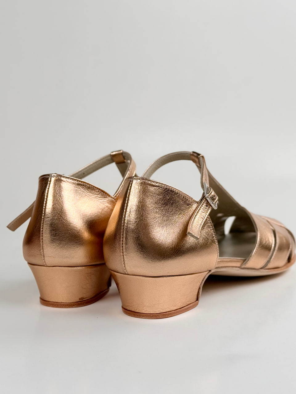 Barefoot Summer Rose Gold Leather 4 cm heel
