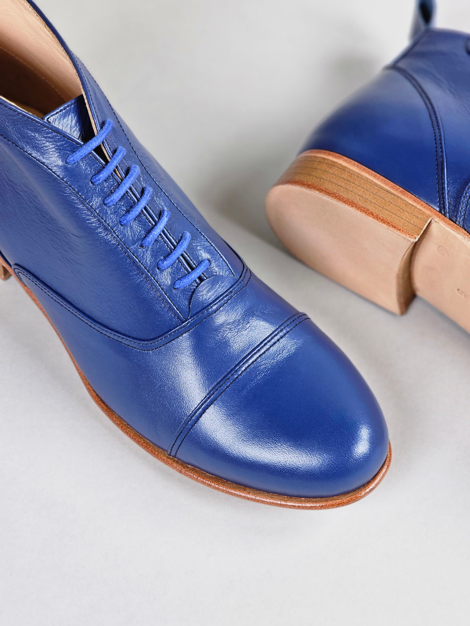 Smooth Boots Blue Leather 2 cm heel