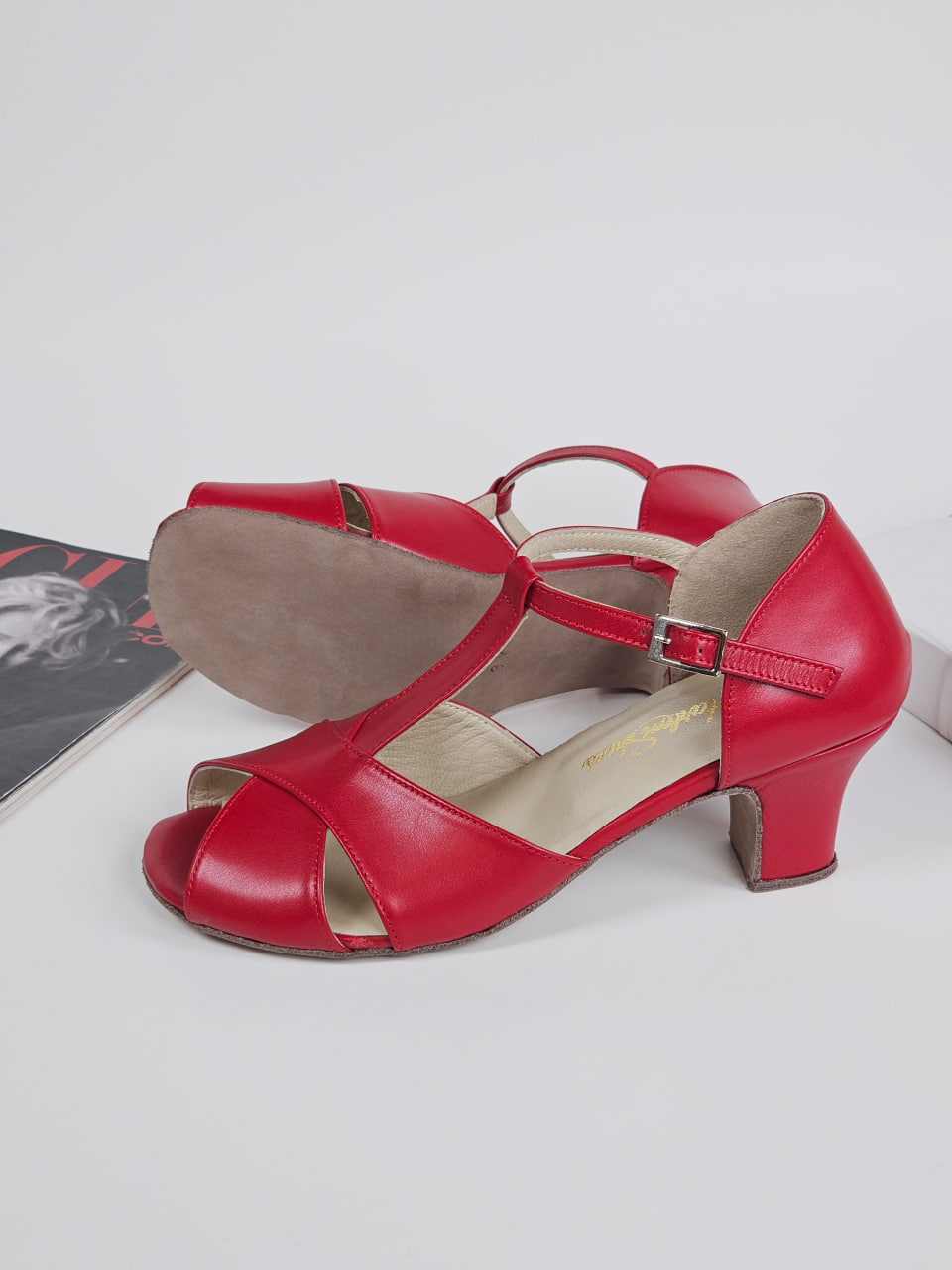 Barefoot Doris Red Leather with "Flexible Sole" 6 cm heel