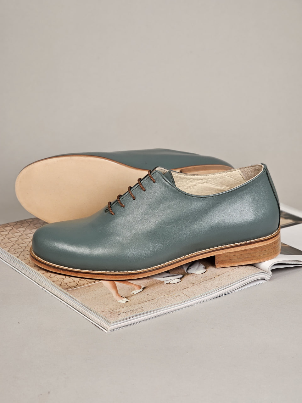 Calloway Teal Green Leather 2cm heel