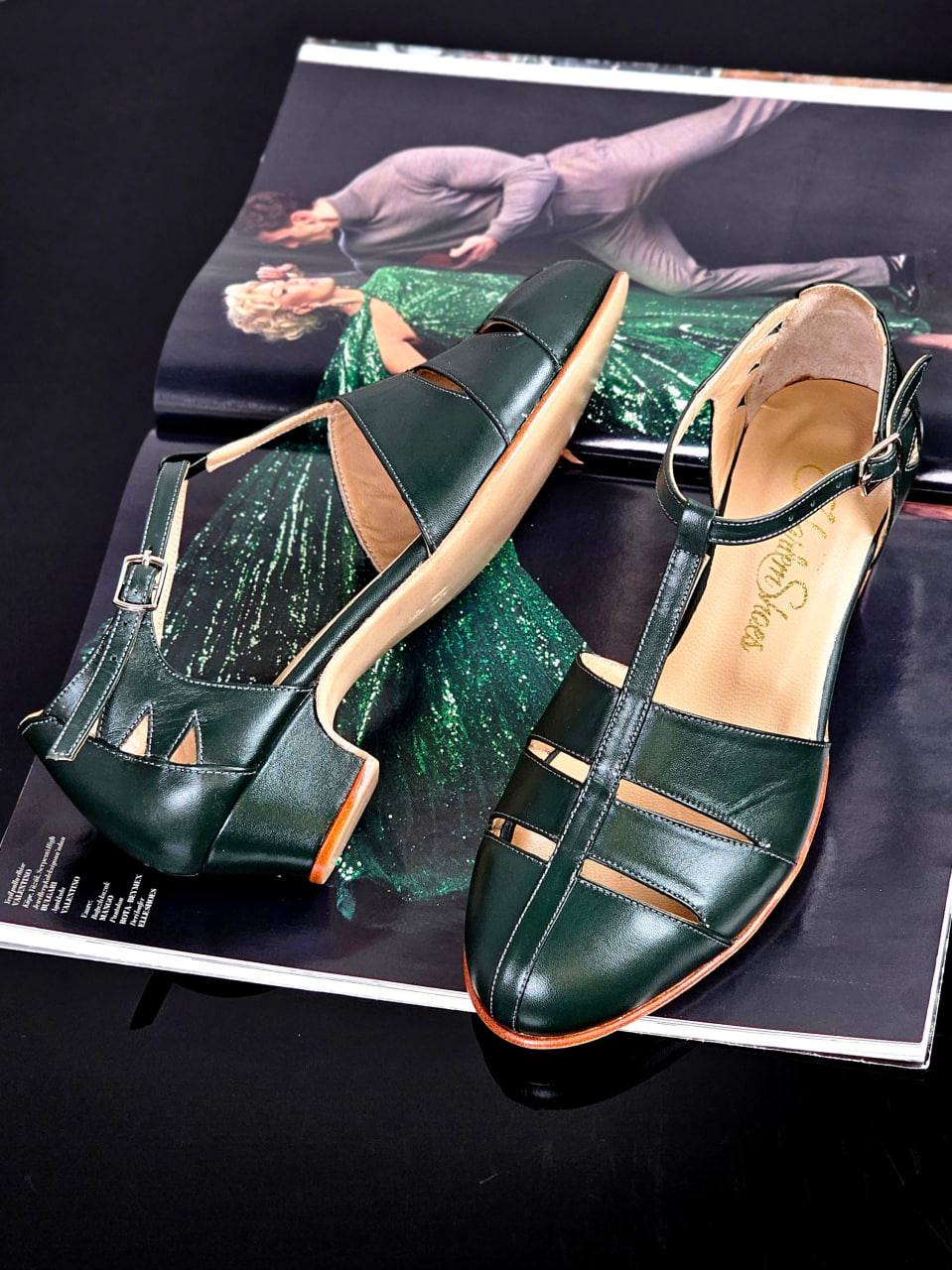 Harmony Jungle Green Leather 4 cm heel