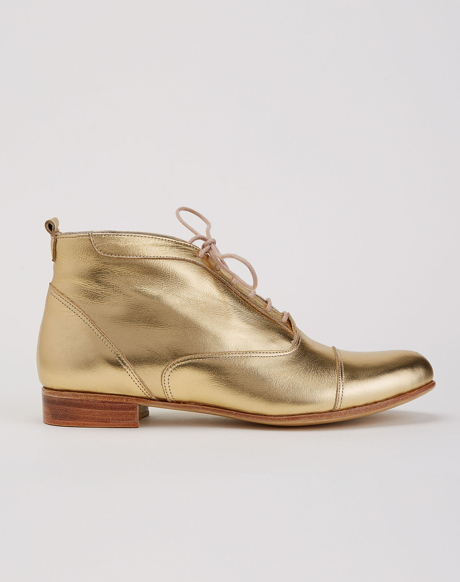 Smooth Boots Gold Leather 2 cm heel