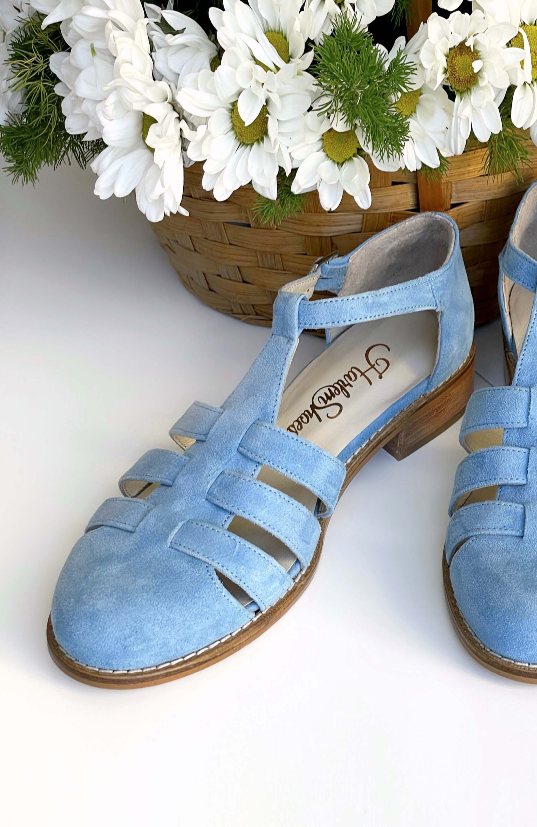 Sandals Baby Blue Suede 2 cm heel