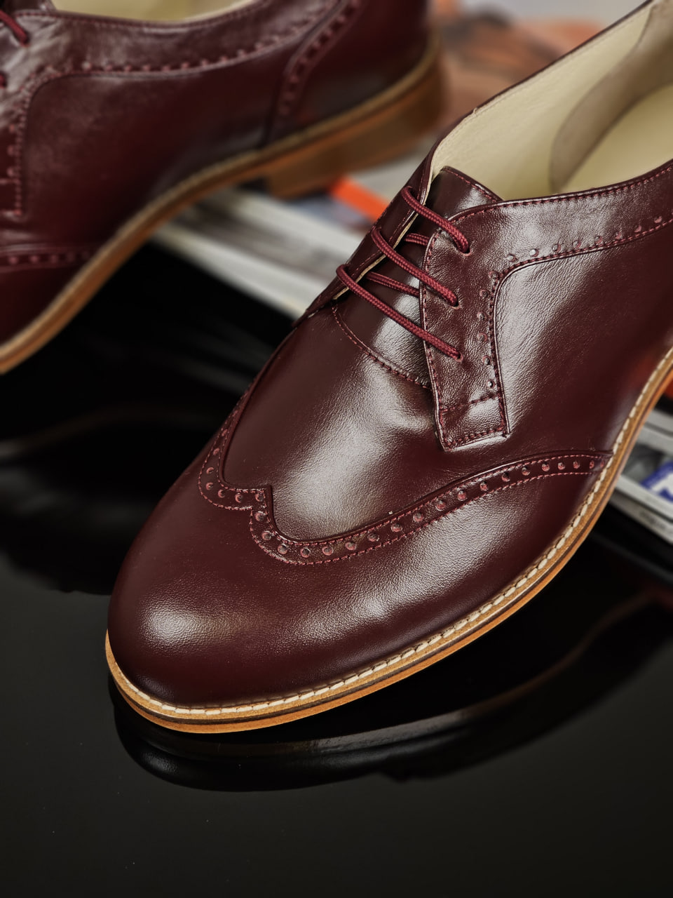 Men Oxfords Bordeaux Leather 2 cm heel