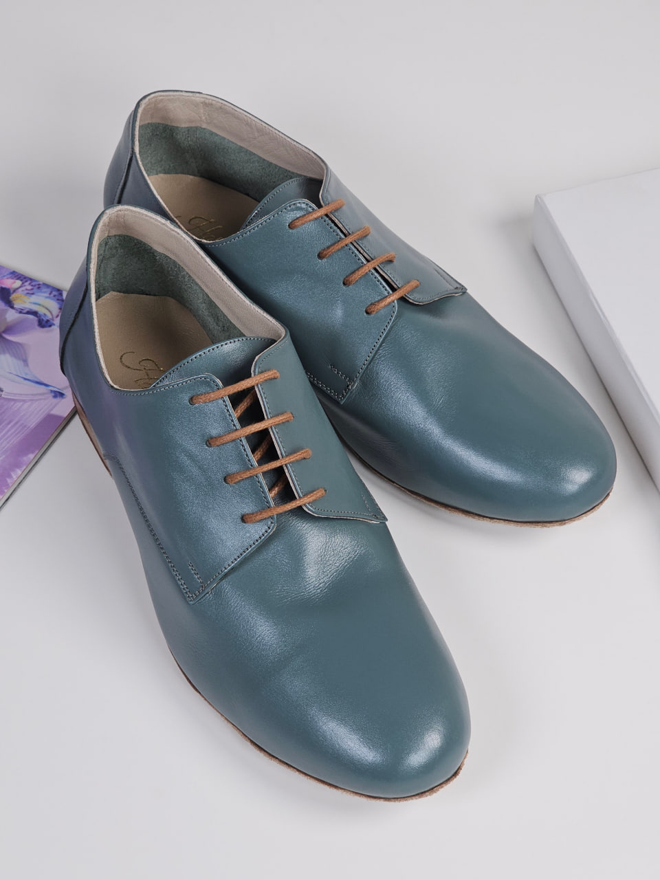 Frankie Soft Teal Green Leather 1 cm heel
