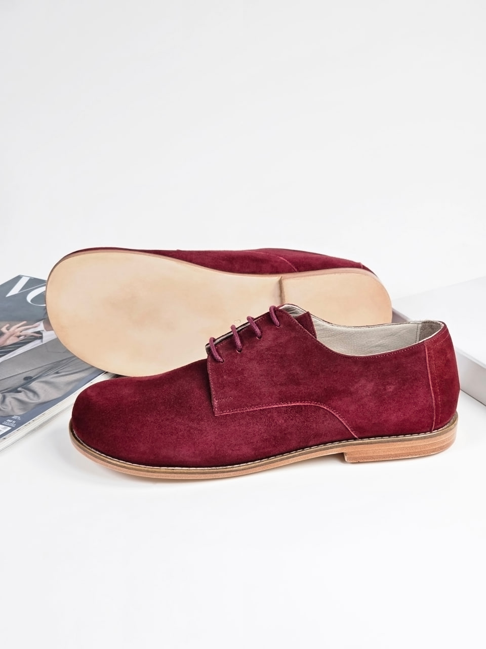 Barefoot Frankie Bordeaux Suede 1 cm heel