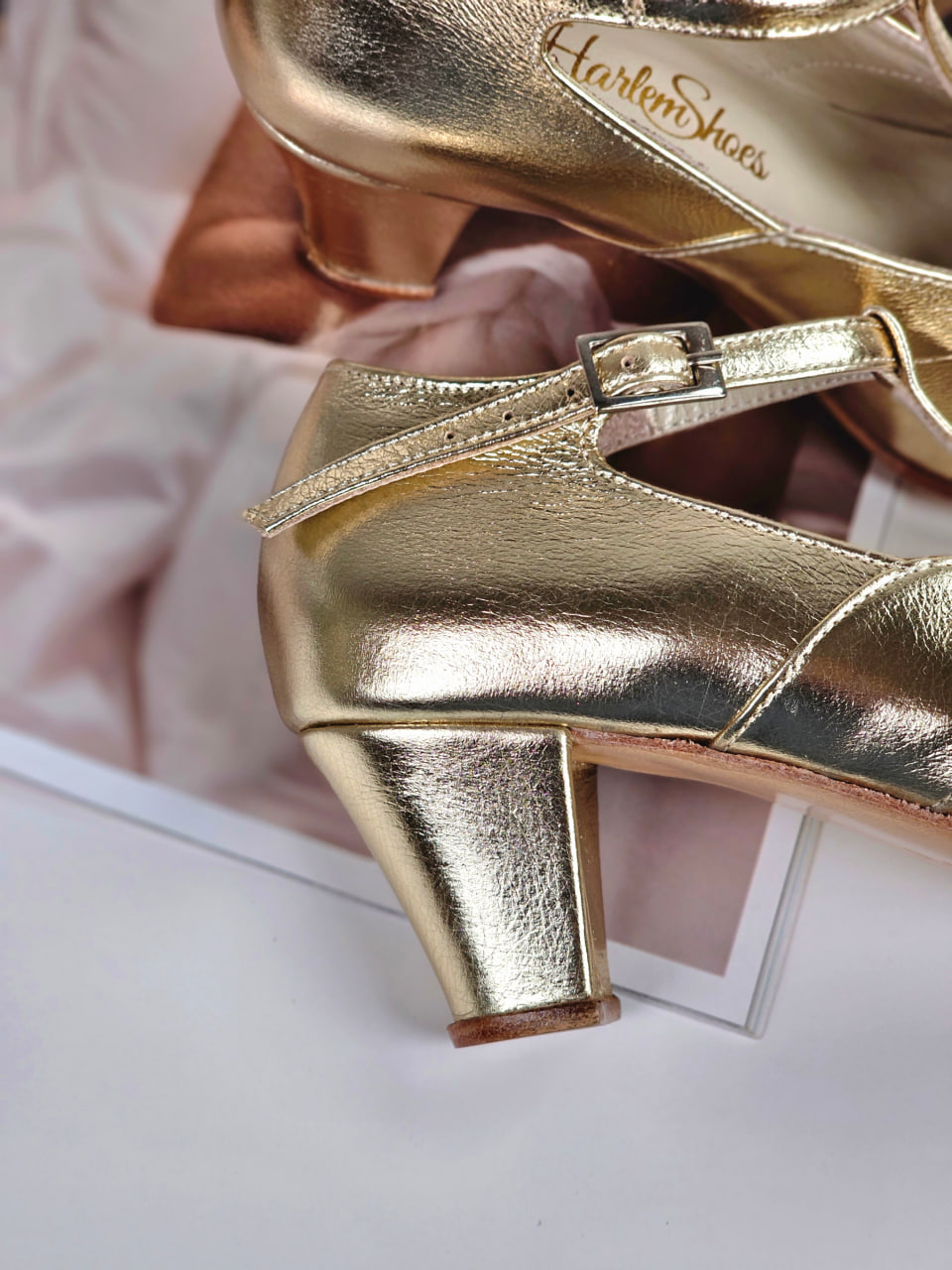 Spring Platinum Gold Leather 6 cm Balboa heel