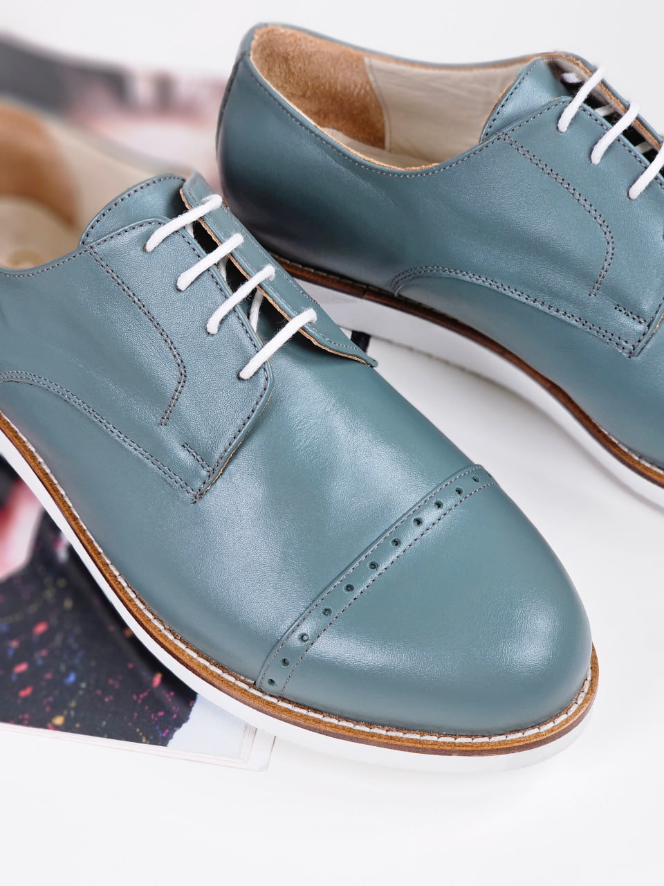 California Teal Green Leather with Eva Sole