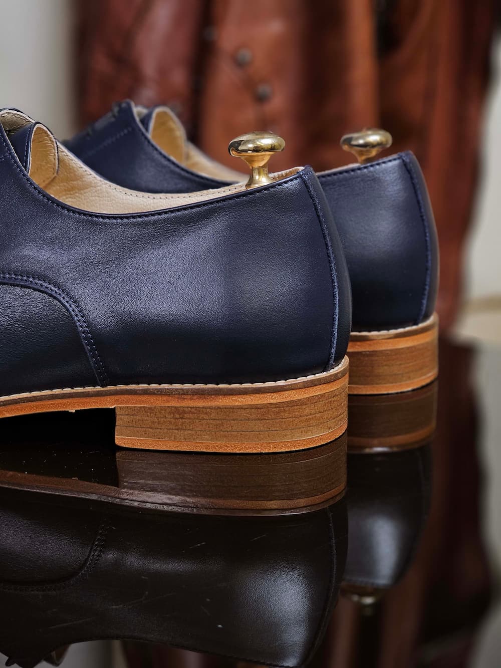 California Dark Blue Leather 2 cm heel