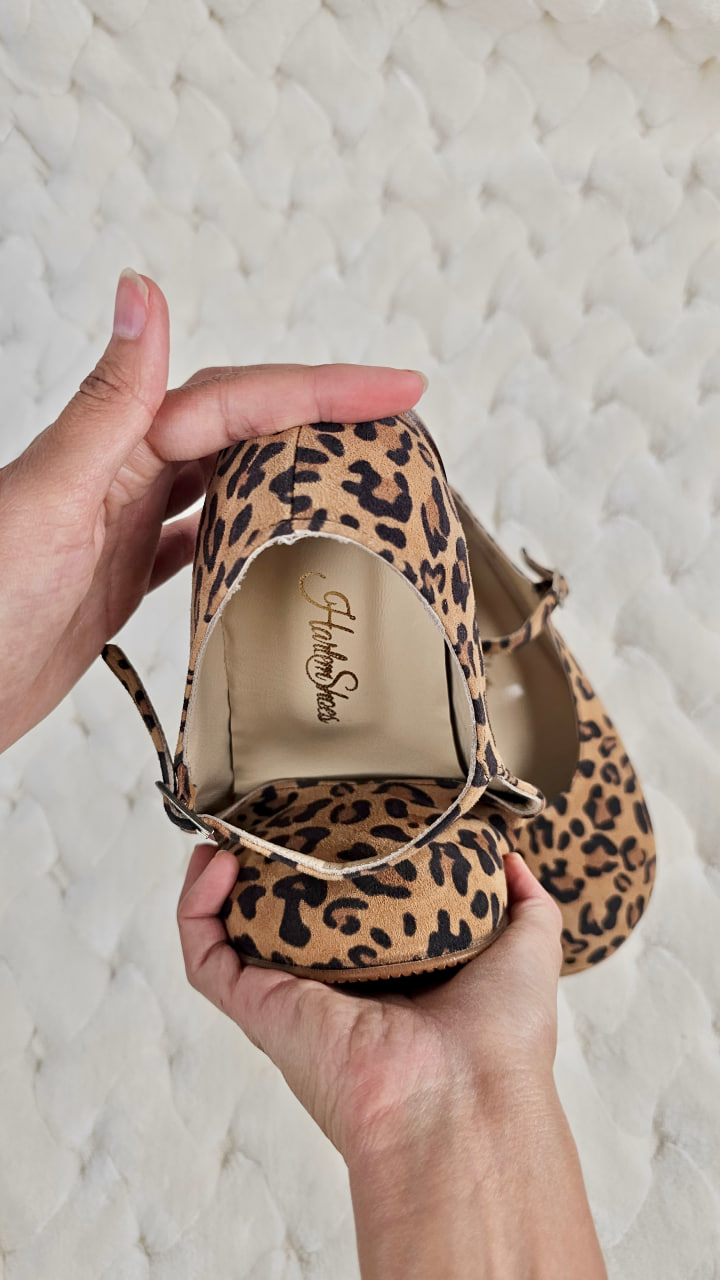 Barefoot Mary Jane Leopard Suede Zero Drop
