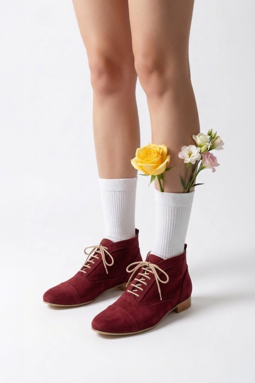 Smooth Boots Bordeaux Suede 2 cm heel