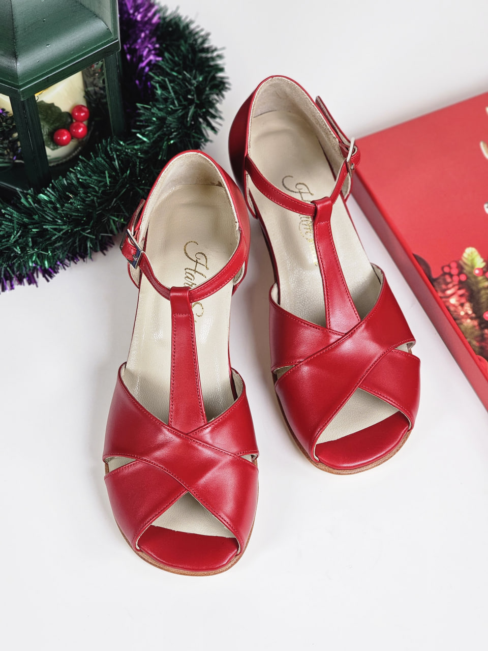 Barefoot Doris Red Leather 6 cm heel