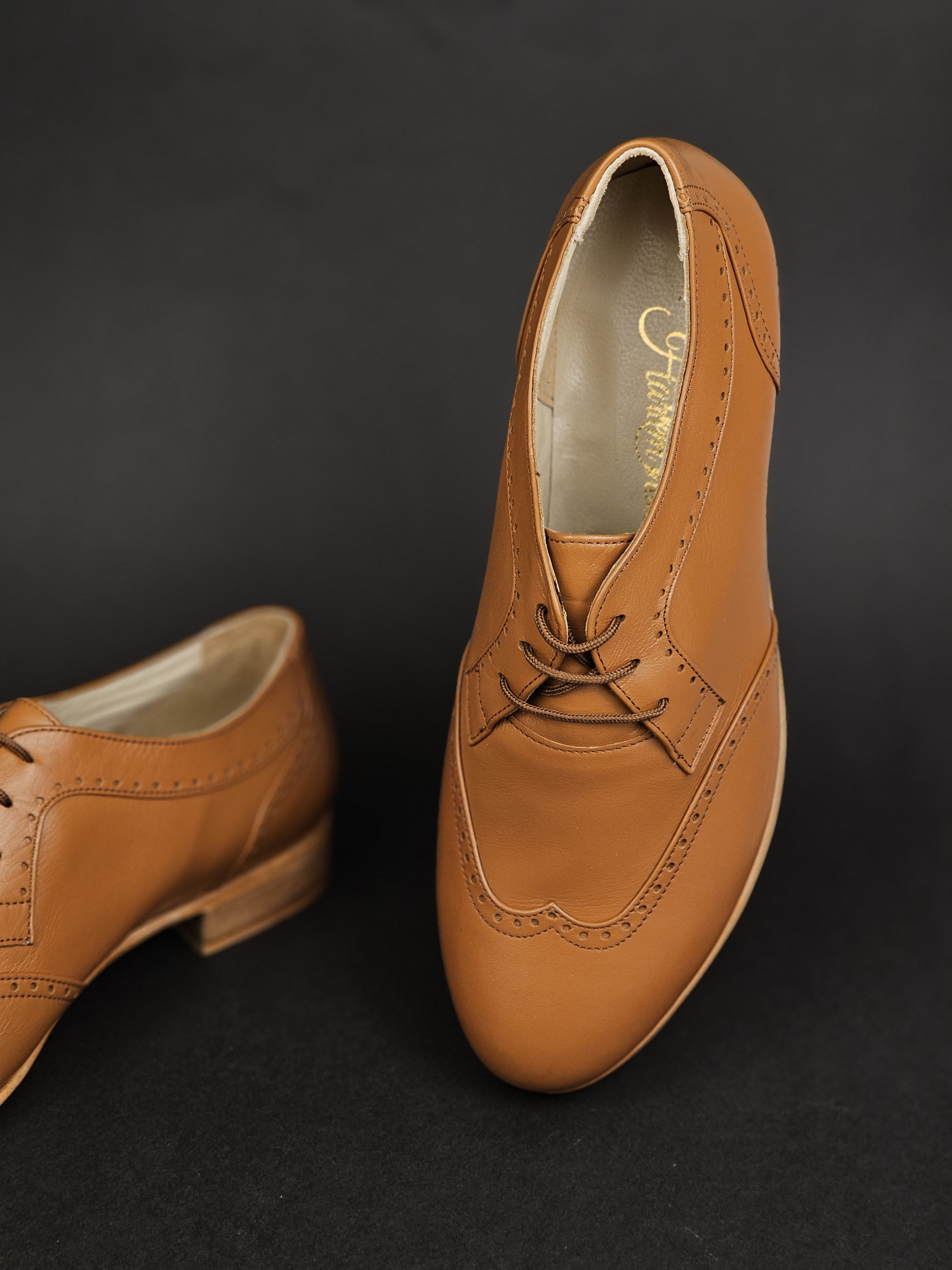 Women Oxfords Light Brown Leather 2 cm heel